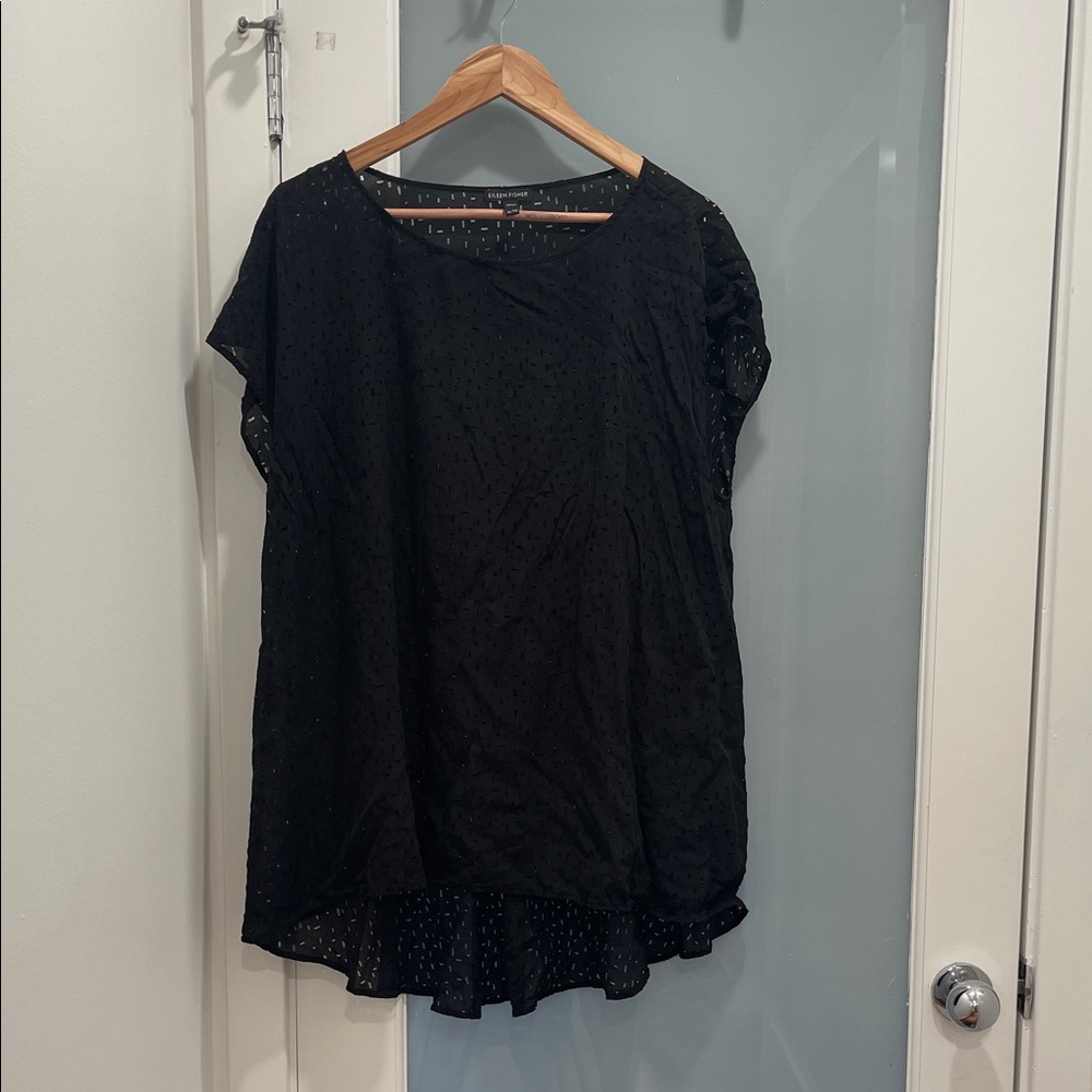 Eileen Fisher GUC Black high low blouse